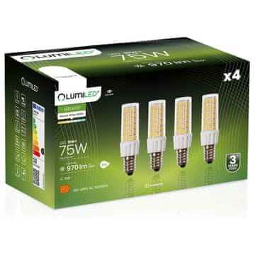 LUMILED 4x LED žarulja E14 cjevasta T25 10W = 75W 970lm 4000K neutralna 320° osvjetljenje