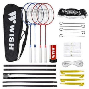 WISH Alumtec 5566 set badminton reketa, 4 komada + 3 komada reketa za loptice + mrežica + linije za želje