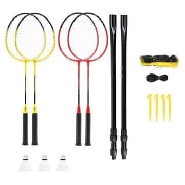 NILS NRZ264 ALUMINIJSKI / BADMINTON SET 4 REKETA + 3 PERJASTE LOPATICE + MREŽA 600x60cm + NAVLAKA