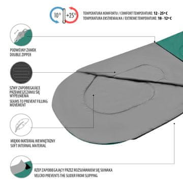 NC2105 ZELENO-SIVA VREĆA ZA SPAVANJE VELIČINA M