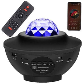Verkgroup 3u1 LED RGB zvjezdani projektor i USB bluetooth zvučnik crne boje