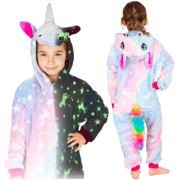 Zolta Dječji Onesie ljubičasti svjetleći jednorog 110-116