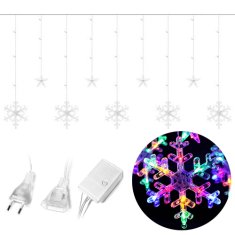 Zolta LED zavjese, zvijezde, pahuljice za prozor, šarene lampe, božićna svjetla