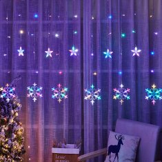 Zolta LED zavjese, zvijezde, pahuljice za prozor, šarene lampe, božićna svjetla