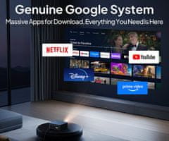 Byintek VEVSHAO A24 projektor, LED LCD, prijenosni, Android TV, WiFi, BT, 4K UHD, crni + daljinski upravljač