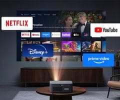 Byintek VEVSHAO A24 projektor, LED LCD, prijenosni, Android TV, WiFi, BT, 4K UHD, crni + daljinski upravljač