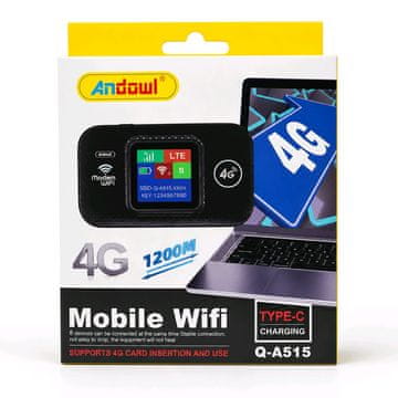 Andowl SIM Prijenosni 4G LTE WiFi router