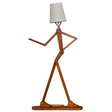 Northix Podesiva drvena podna lampa s tkanim sjenilom 160 cm