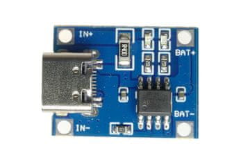 Rosfix Tp4056 Punjač Li-Ion – USB Tip C 5V 1A | Punjenje 4,2V, Out+/Out-, B+/B-, 23×17,35 MM, Preciznost 1,5%