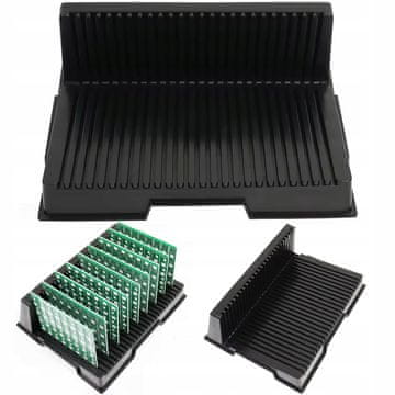 Rosfix Stalak Tipa l – Antistatički Stalak Za Tiskane Ploče, 25 Džepova | 270X205X90 MM, Površinski Otpor 10^4–10^9 Ω