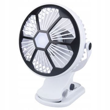 Verkgroup Bežični punjivi LED ventilator od 1200mAh s USB kopčom, bijeli