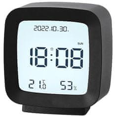 Verkgroup LCD budilica s prikazom temperature, datuma i vlažnosti, crna