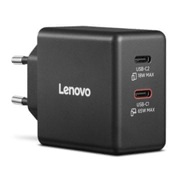 Lenovo Dual USB-C 65W GaN crni brzi punjač G0A6065BEU