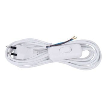 EMOS Produžni kabel S08273 Fleksibilni kabel PVC 2x0,75 mm, 3 m bijeli s prekidačem