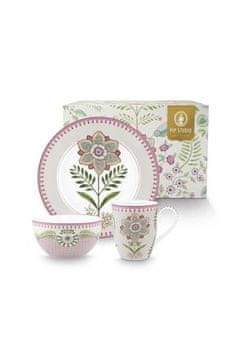 Pip Studio Set za doručak Lily and Lotus 3 kom. jorgovan