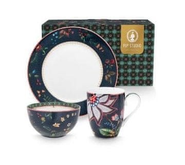 Pip Studio Set za doručak set od 3 bobičasto-plave boje