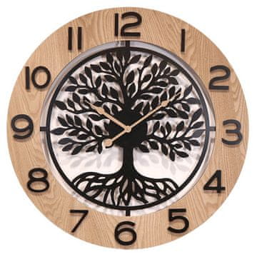 Autronic Zidni sat pr. 60 cm, MDF i metal, drvo života (HW4024)