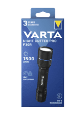 Varta Night Cutter Pro F30R ručna svjetiljka, 1500 lm, crna