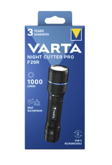 Varta Night Cutter Pro F20R ručna svjetiljka, 1000 lm, crna
