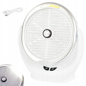 Verkgroup Bežični baterijski LED COB stolni ventilator USB bijeli