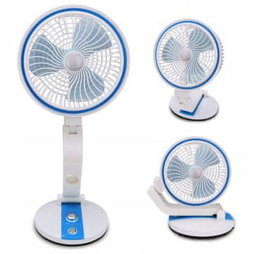 Verkgroup Bežični punjivi LED podesivi stolni ventilator USB 44cm plavi