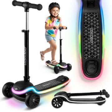 Ricokids Leddi trokotačni LED skuter za djecu - crni