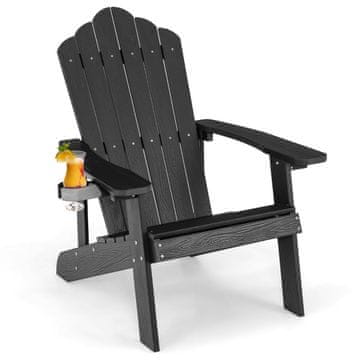 Northix Adirondack HIPS vrtna stolica s držačem za čaše crna 170 kg