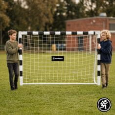 HyperMotion Bijeli nogometni gol 180 x 120 cm s ojačanim okvirom - čelični profil 60 x 30 mm, mreža i zatezna užad, 5 sidara za tlo, za djecu od 3 godine