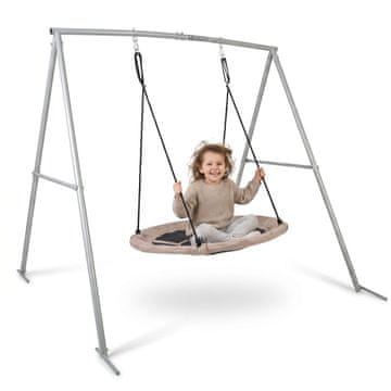 HyperMotion Vrtna ljuljačka ptičje gnijezdo s čeličnim okvirom - nosivost 150 kg, sjedalo promjera 100 cm, podesiva užad 10 mm, sidra za tlo 30 cm