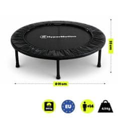 HyperMotion Kućni fitness trampolin promjera cm za dob 14+ godina - nosivost 100 kg, 24 opruge za glatki odskok, čelični okvir 25 mm