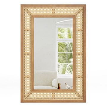 Northix Zidno ogledalo od ratana s drvenim okvirom 90x60 cm