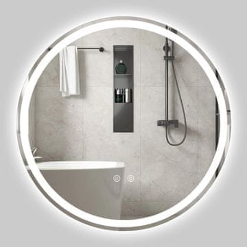 Northix Okruglo LED ogledalo za kupaonicu 70 cm s odmagljivanjem