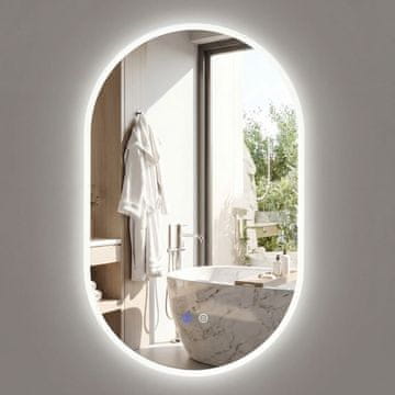 Northix LED ogledalo za kupaonicu 80x50 cm s odmagljivanjem i 3 boje