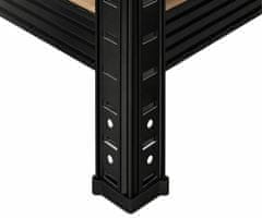 Blow Rack kovinski regal, 5 polica, modularni dizajn, MDF ploče, galvanizirani čelik, crni, 180x90x40cm