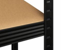 Blow Rack kovinski regal, 5 polica, modularni dizajn, MDF ploče, galvanizirani čelik, crni, 180x90x40cm