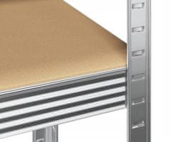 Blow Rack kovinski regal, 5 polica, modularni dizajn, MDF ploče, galvanizirani čelik, srebrni, 180x90x40cm