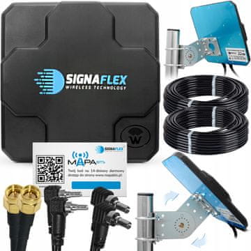 Antenski komplet Signaflex X-CROSS 2x22dBi 5m FMEž + konektor 15cm FMEm-CRC9+TS9+SMA (3u1) + BTS karta