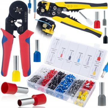 Rosfix Kliješta Za Krimpanje Izoliranih Tulejki Set – 1200 Tulejki + Automatski Skidač Izolacije | 0.25-10 MM²