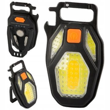 Bailong 3u1 punjiva COB LED svjetiljka s privjeskom za ključeve, otvaračem i odvijačem, USB