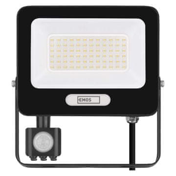 EMOS ZS2344B Glaro LED reflektor, PIR, 50 W, IP54, 5000 lm, neutralna bijela, crni