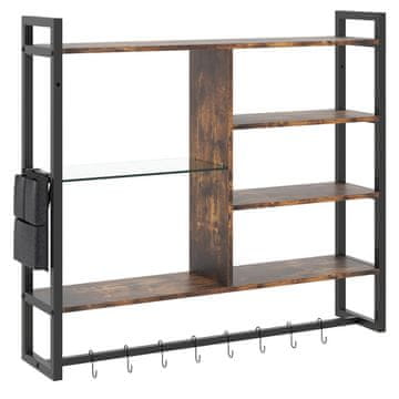 Northix Zidna plutajuća polica 6 razina 8 kuka 107x24x96 cm