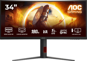 AOC CU34G4 monitor, WQHD, 180Hz, zakrivljeni