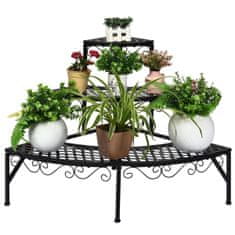 Northix Metalni stalak za biljke 3 razine 59 x 59 x 60 cm crni