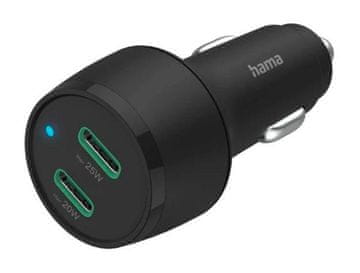 Hama GaN PD/QC auto punjač 45W 2xUSB-C crni 201632