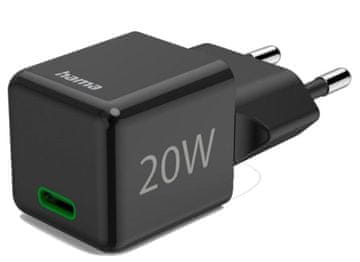 Hama Super Mini Power Delivery Quickcharge USB-C 20W crni zidni punjač