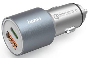 Hama Power Delivery (PD) Qualcomm USB-C auto punjač 1x QC USB-A 38W