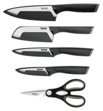 Tefal Set od 4 kuhinjskih noževa TEFAL Comfort + kuhinjske škare K2215S55, crno-srebrni