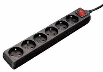 Hama HAMA Standardna 6-pinska produžna utičnica, 1,5 m crna P2223746