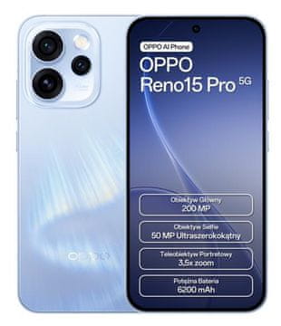 Oppo Reno 15 Pro 5G pametni telefon 12 GB/512 GB plavi