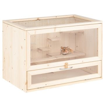 Northix Drveni kavez za hrčke 60x35,5x42 cm s ljestvama i mrežom